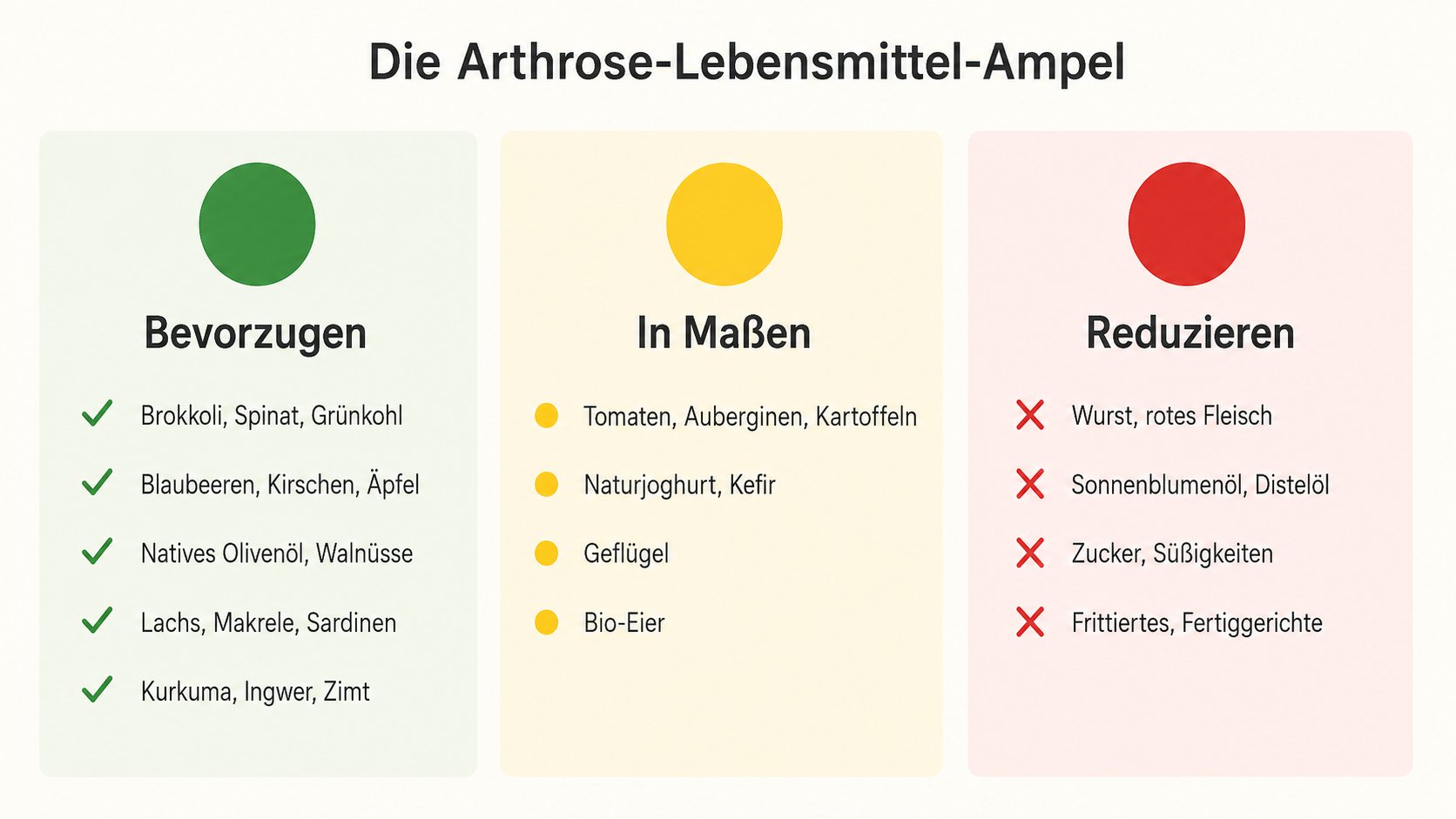 Arthrose-Lebensmittel-Ampel